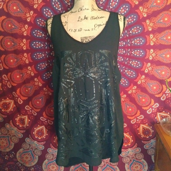 Mossimo Supply Co. Tops - Mossimo Black Tunic Sequin High Low XL